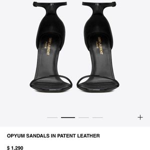 Black with Gold YSL heel OPYUM SANDALS IN PATENT LEATHER
